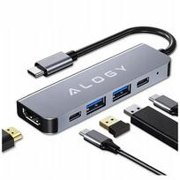 USB-C šakotuvas 5in1, PD100W, HDMI 4K, USB-A, USB-C