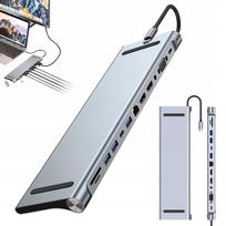 Dokavimo stotelė HUB 12-in-1 su HDMI, USB-C, SD/TF, ausinių lizdu, PD