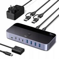 USB-C jungiklis UGREEN, 10Gb/s, 2 įėjimai, 7 išėjimai, su nuotolinio valdymo maitinimo adapteriu, tinka Mac Mini M4