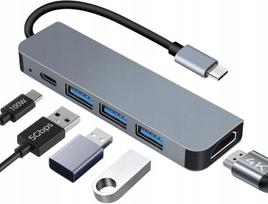 USB-C hubas su 4K HDMI, 3 USB-A, PD 100W