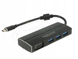 USB-C šakotuvas Delock 63932, 3x USB 3.0, VGA (DP Alt Mode), USB 3.1 Gen 1