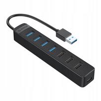 USB šakotuvas Orico TWU32-4A, USB 3.1, 3x USB 2.0, USB-C, juodas