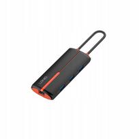 USB-C 6in1 adapteris: USB 3.0, HDMI, PD, RJ45, juodas