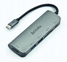 USB-C hubas Accura 5in1: PD 60W, USB 3.0, HDMI, SD/SDXC/SDHC