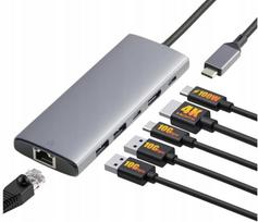 USB-C 6-ių jungčių Amazon Basics hubas: HDMI 4K 60Hz, PD, LAN (RJ-45), 100W, 2x USB