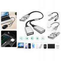 USB skirstytuvas adapteris, USB 2.0 Y kabelis, pintas, 480Mbps, tinka PS4, PS5, nešiojamam kompiuteriui