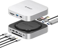 USB šakotuvas HUB Mac Mini M4 su SATA SSD, SD kortelių skaitytuvu ir mikrofono jungtimi