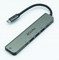 USB-C šakotuvas Accura, 6 jungtys: PD 100W, HDMI, USB 3.0, 2x USB 2.0, USB-C