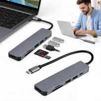 USB-C 6in1 adapteris: 2x USB 3.0, HDMI 4K 60Hz, SD/TF kortelių skaitytuvas