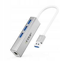 USB 3.0 šakotuvas su LAN tinklo adapteriu RJ45, 3x USB 3.0, 10/100/1000Mbps, EDUP