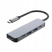 USB-C šakotuvas 5-in-1: 2x Type-C PD 100W, HDMI 4K, 2x USB 3.0/2.0