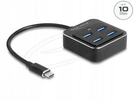 USB-C šakotuvas Delock 64191, 4x USB-A, 10Gbps, USB 3.2 Gen 2