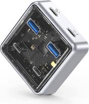 USB šakotuvas 4 lizdai, USB 3.2 Gen2, 10Gb/s, cinko lydinys, A/C jungtys