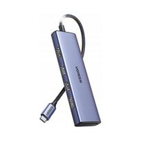 USB-C šakotuvas 6in1: HDMI, USB-A, SD/TF kortelių skaitytuvas, pilkas