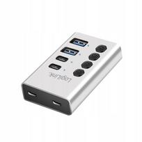 USB šakotuvas LogiLink 4x USB 3.2 Gen1 su įjungimo/išjungimo mygtukais
