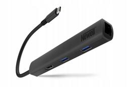USB-C šakotuvas, 6 viename: USB, HDMI, PD 100W, 4K 60Hz