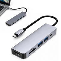 USB-C skirstytuvas 6 viename: 2x USB, HDMI 4K, USB-C PD 100W