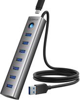 USB šakotuvas 7 lizdų, 3.0, aliuminis, 5Gb/s, 100 cm