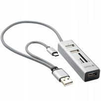 USB šakotuvas su 3x USB 2.0, USB-C kortelių skaitytuvu Yenkee YHC 103SR, 480Mbps