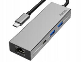 Adapteris HAMA USB-C su 2 x USB-A 3.2 Gen 1 ir LAN