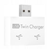 USB šakotuvas, 2 lizdai, baltas