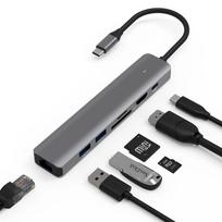 USB-C šakotuvas su 2 USB, HDMI 4K, 100W PD, LAN, SD skaitytuvu