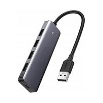 USB šakotuvas, 4 x USB 3.2, papildoma Micro USB maitinimo jungtis, pilkas
