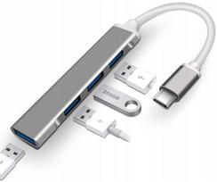 Adapteris USB-C į 4x USB 3.0 šakotuvas, pilkas
