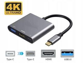 USB-C 3.1 į USB 3.0 ir HDMI HUB adapteris, v.2022