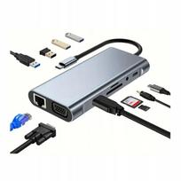 Adapteris HUB 11-in-1, USB-C, HDMI 4K, Power Delivery, USB, LAN Gigabit