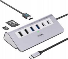 USB šakotuvas intpw, 9 jungčių, USB-C, HDMI 4K adapteris