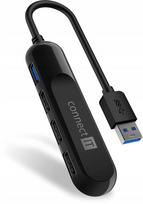 USB šakotuvas Connect IT, USB-A, USB 3.0, juodas, išorinis