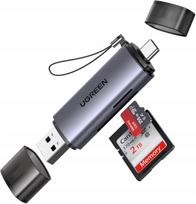 Kortelių skaitytuvas USB 3.0 ir USB C, SD/TF, pilkas, kompaktiškas