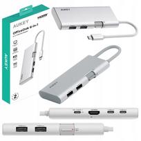 USB-C hubas AUKEY OfficeDok 6in1, 100W, HDMI 4K, 10Gbps dokas