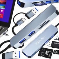 USB-C šakotuvas PRO 5in2, 2x USB-A 2.0, USB 3.0, SD/TF kortelių skaitytuvas