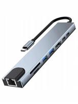 USB-C daugiafunkcis adapteris 8-in-1: 4K HDMI, PD įkrovimas, RJ45, SD/TF, tinka MacBook/iPad
