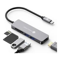 USB-C 5-in-1 NOVOO hubas su HDMI 4K, SD kortelių skaitytuvu ir adapteriu kompiuteriui