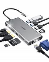 USB-C šakotuvas AUKEY CB-C78, 12-in-1, 100W PD, HDMI 4K, VGA, SD