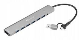 USB šakotuvas Sandberg 3.2 Gen 1, A+C, 5000Mbps