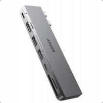 USB-C šakotuvas 7in1 MacBook, HDMI 4K, Thunderbolt 4, 100W įkrovimas