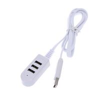 Kompaktiškas baltas 3A įkroviklis su daugiafunkciu USB prailgintuvu
