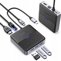 USB-C hubas ORICO 6-in-1 su Ethernet 2,5Gbps, 4K HDMI, PD 100 W, 15 cm
