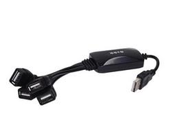 USB šakotuvas PCGIELDA, 4 lizdai, juodas, su laidu, USB 2.0