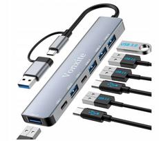 USB-C šakotuvas 7-in-1 su SD kortelių skaitytuvu
