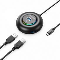 USB šakotuvas Orico YXR4-C3, 4 x USB-A 3.0, RGB, su audio ir mikrofono jungtimi, 30 cm