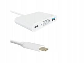 Adapteris USB-C į VGA su USB 3.0, USB-C PD, Qoltec 50426