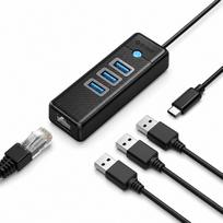USB šakotuvas Orico PW3UR25-C3, 3x USB-A 3.0, 1x RJ45 2.5G Ethernet, 0,15 m