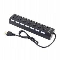 USB šakotuvas, 7 jungtys, su jungiklių skirstytuvu