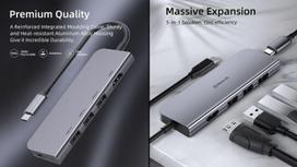 USB-C adapteris REAL-EL CQ-700: 3 x USB (3.1/3.0/2.0), HDMI 4K 60Hz