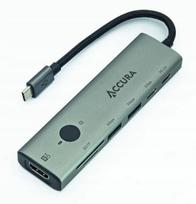 USB-C 7-in-1 adapteris Accura, 100W PD, 2x USB 3.0, HDMI 4K, SD/TF kortelių skaitytuvas